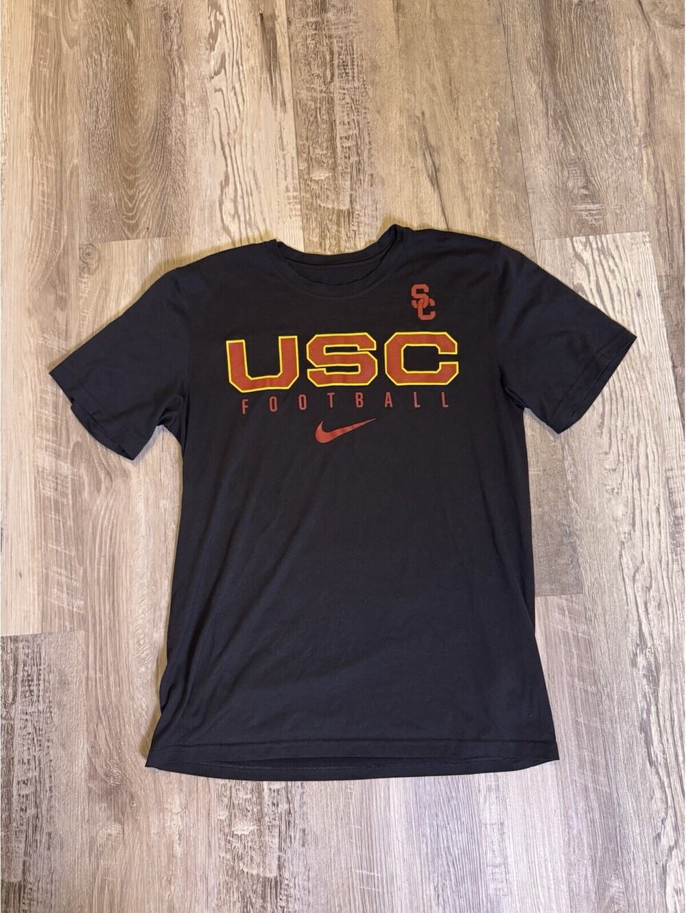 Nike USC Trojans Football Men’s Medium Black Graphic T-Shirt Dri-FIT NCAA